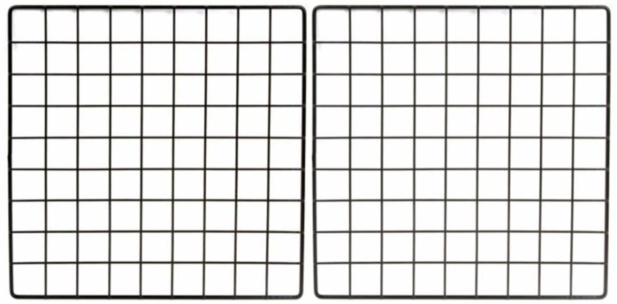 Set of 2 Mini Black Grid Panel 14 Inches W x 14 Inches H 1.5 Inch Squares Grid Panel Vinyl Dipped Black