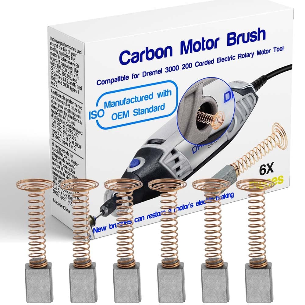 6 PCS Carbon Motor Brushes Compatible for Dremel 3000 200 276 396 Brush Repairing Part,for Dremel 2610009829 Motor Replacement Part