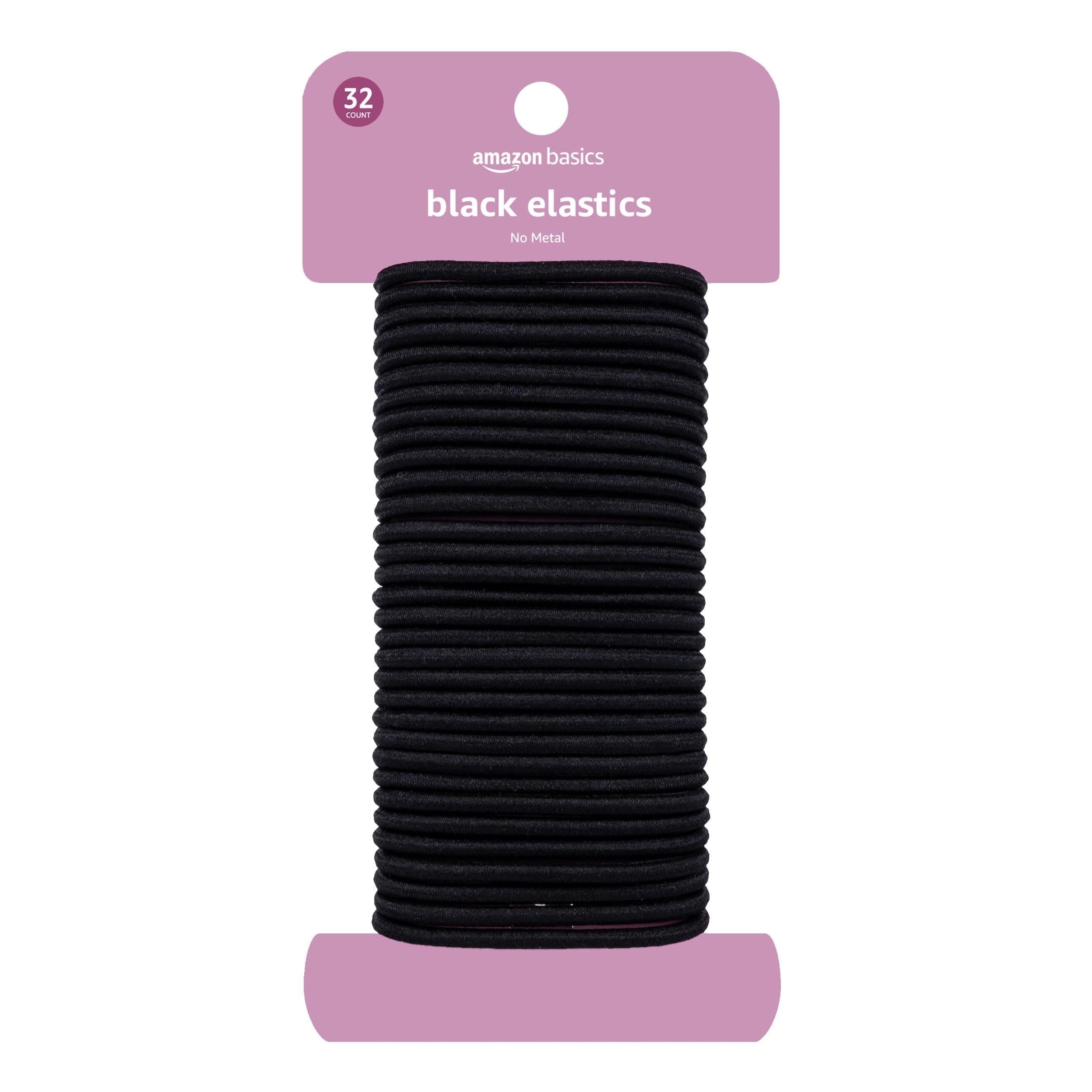 No Damage Elastic Hair Ties, Ponytail Holders for All Hair Types, Snag-Free, Strong Hold, Black 4 MM, 32 Count