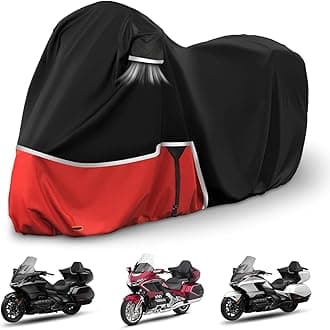 Waterproof Motorcycle Cover Replace for Honda Goldwing with Trunk Models, 420D Oxford Cloth GL1500, GL1800, Valkyrie Interstate Motorcycle Cover for Snow Rain Dust Protection