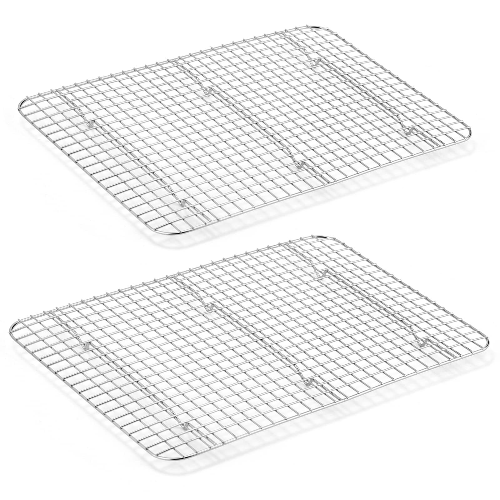 E-far Cooling Rack Set of 2, Stainless Steel Baking Rack for Oven Roasting Cooking Bacon Cooling Cookie Cake, 15.3” x 11.2” Metal Bakeable Mesh Grilling Wire Racks, Non-toxic & Dishwasher Safe