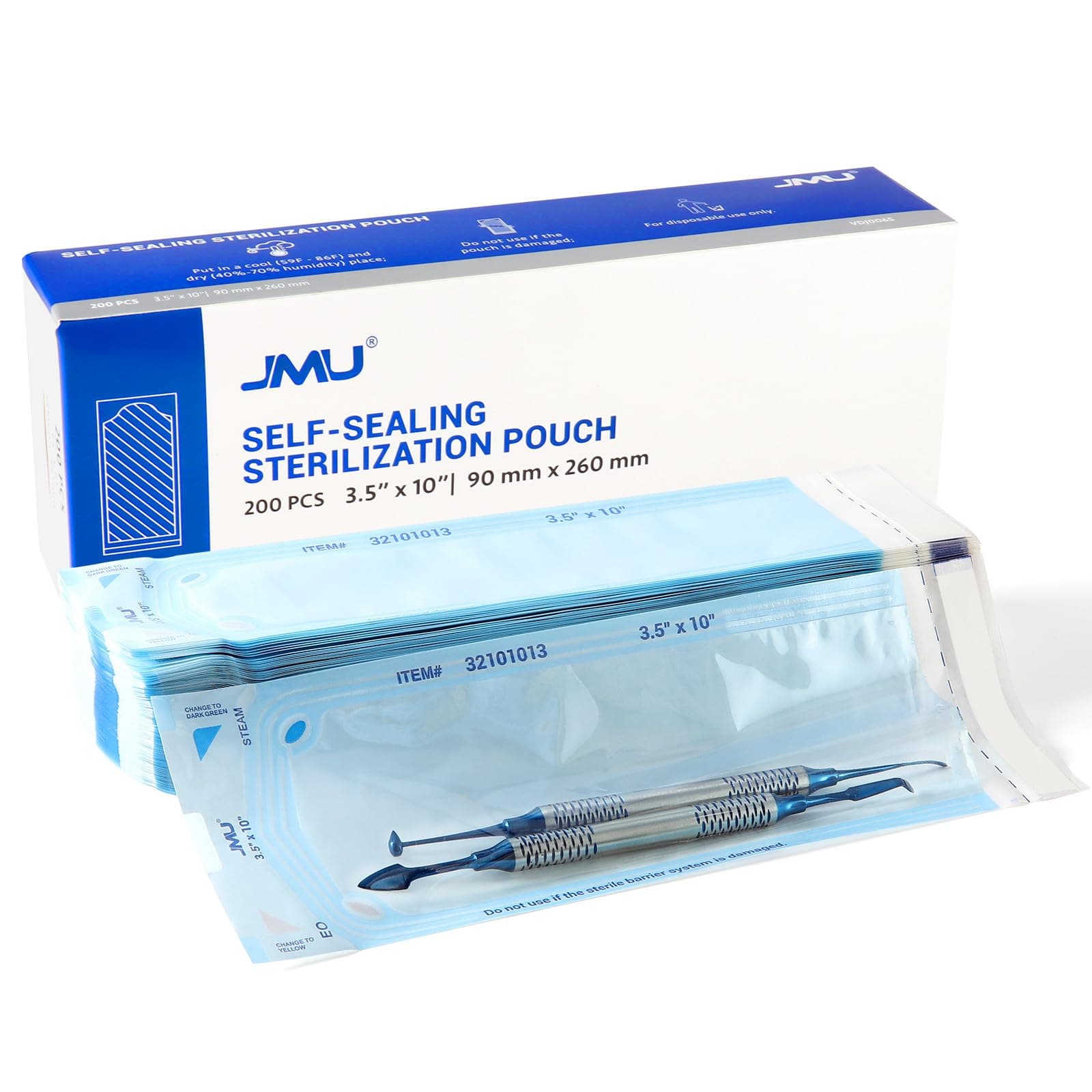 JMU Self Seal Sterilization Pouches 3.5" x 10", Sterilization Bags 200 per Box
