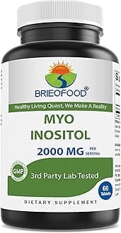 Brieofood Myo Inositol 2000 mg per Serving - 60 Tablets - 3rd Party Lab Tested