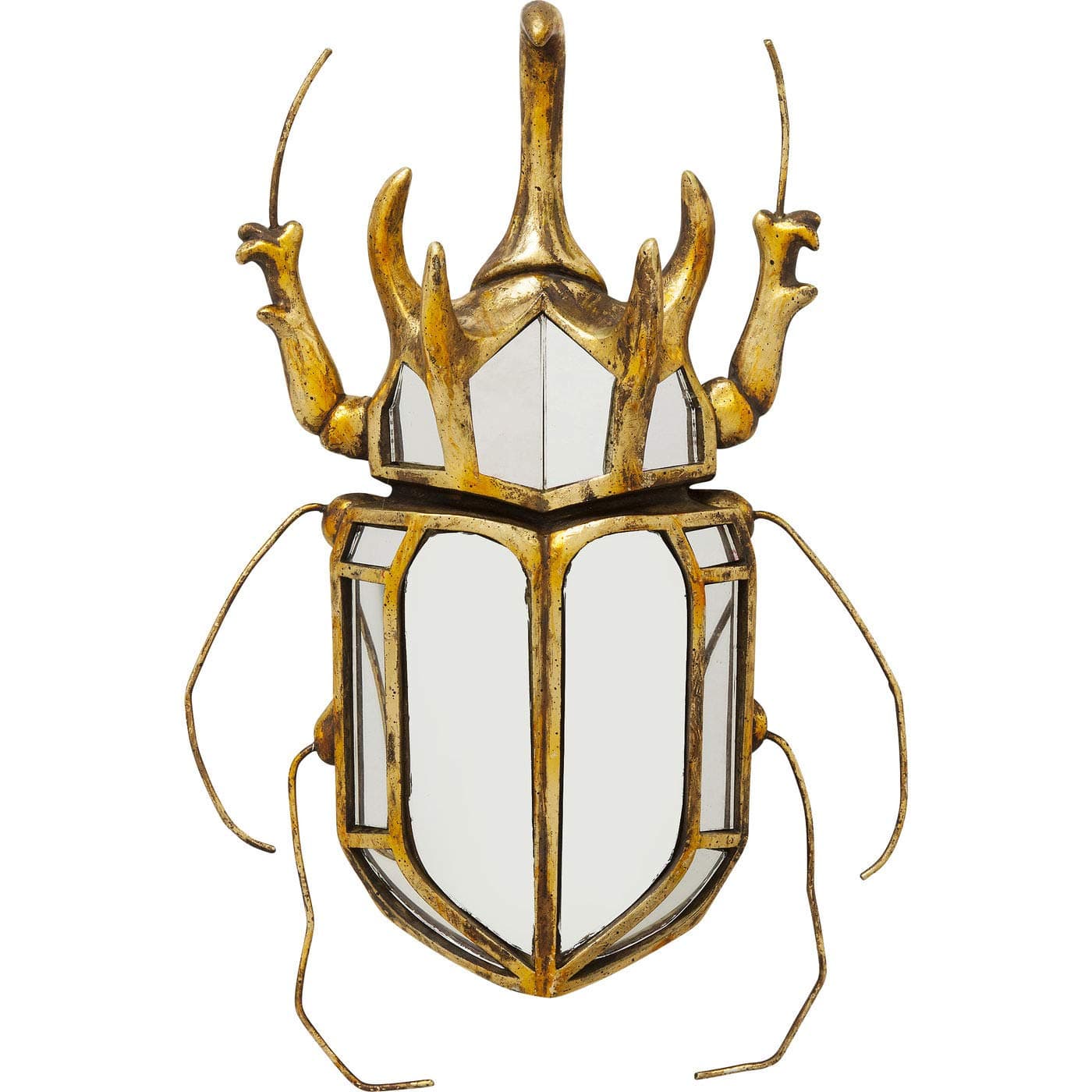KAREDesign Wall Decoration Beetle Mirror, Gold, Glass Mirrored, Frame polyresin, Bug Shaped, Vertical Wall mounting, 39x25x6cm (H/W/D)