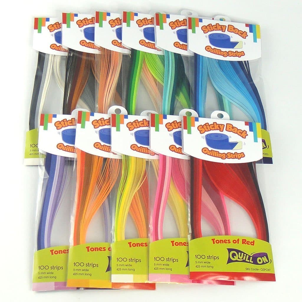 Colour Spledor - Sticky Back 5 mm Quilling Strips - 1100 Strips - 44 Shades