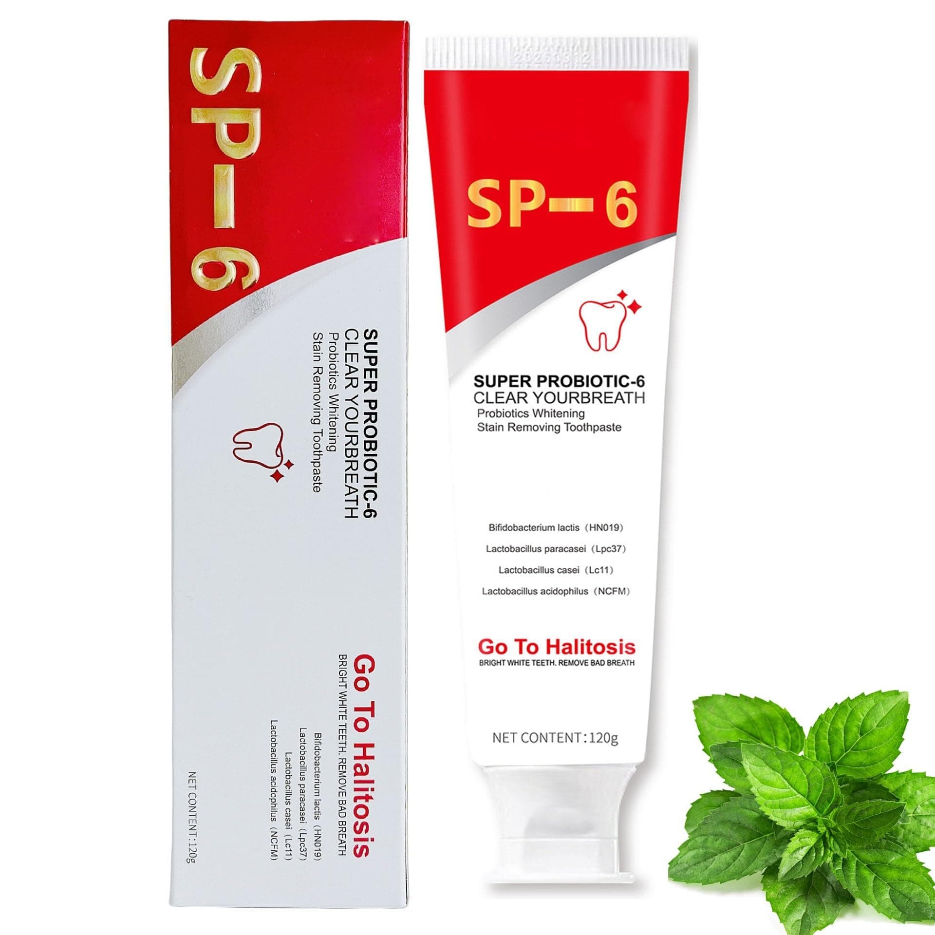SP-6 Probiotics Whitening Toothpaste, with Probiotics Deep Cleaning Oral Care Removing Teeth Stain & Retain Fresh Breath.