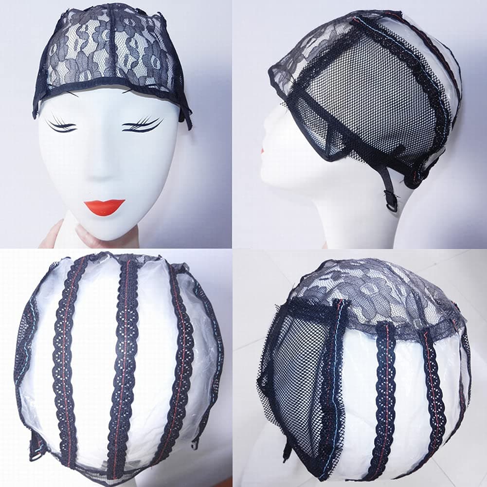Christmas Gifts XCCOCO 2PCS Adjustable Weaving Cap for Wig Making Medium Size Mesh Lace Wig Cap For DIY Wig Black Color
