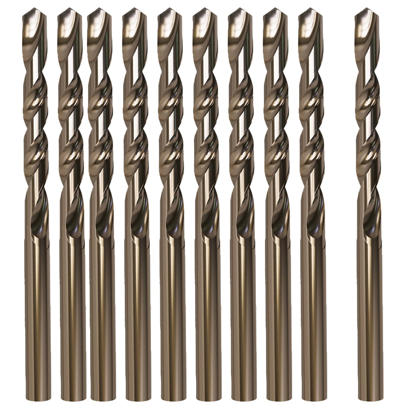 5mm / 0.19" Cobalt Drill Bit Set (10 Pcs), M35 Cobalt Twist Drill Bits for Stainless Steel and Hard Metal