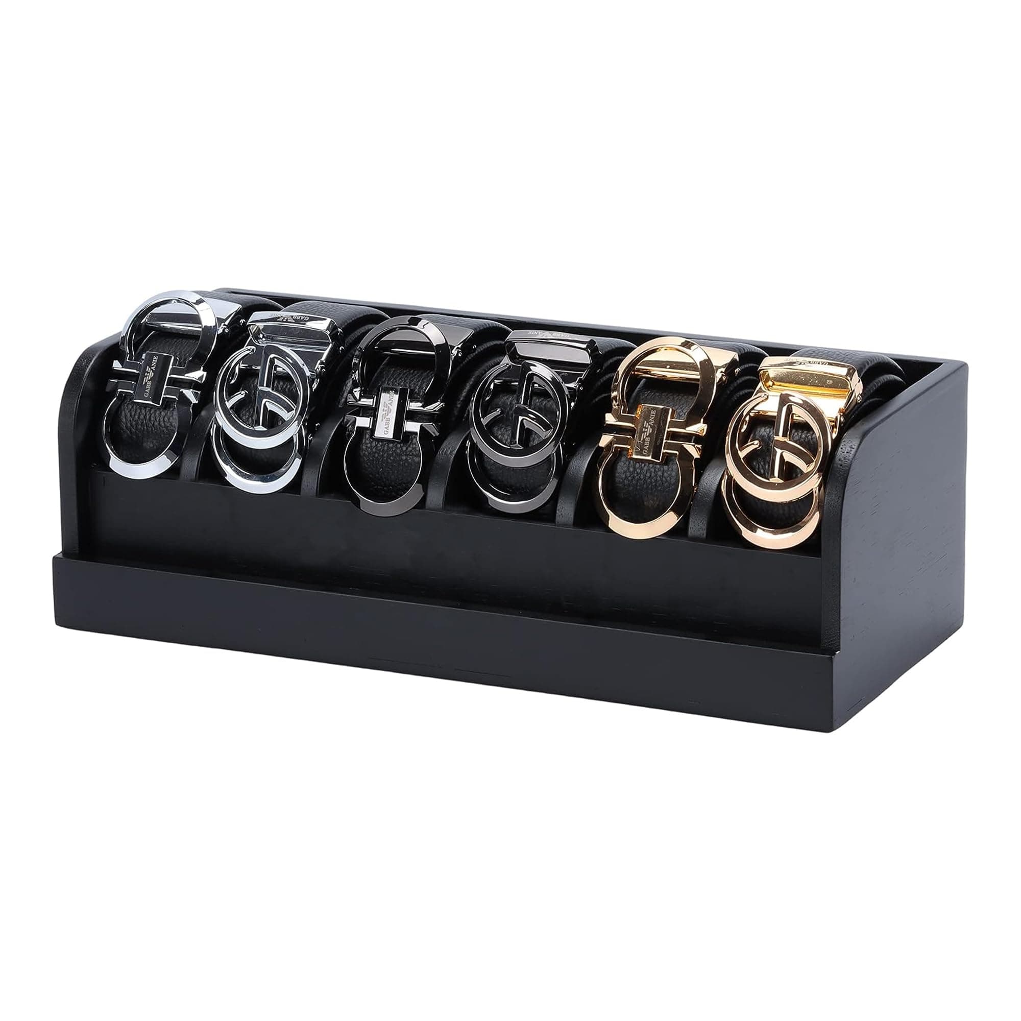 Bamboo Belt Organizer Box,6 Grids Belt Rack, Belt Organizer for Closet and Drawer, Belt Storage Organizer and Displayer, Belt Organizer for Men Women