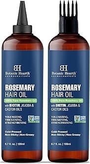 Botanic Hearth Hair Oil for Hair Growth | Rosemary Oil for Hair Growth with Biotin, Castor & Jojoba | Scalp Oil & Dry Scalp Treatment | Color Safe | All Hair Types | 6.7 Fl Oz (2 Pack)