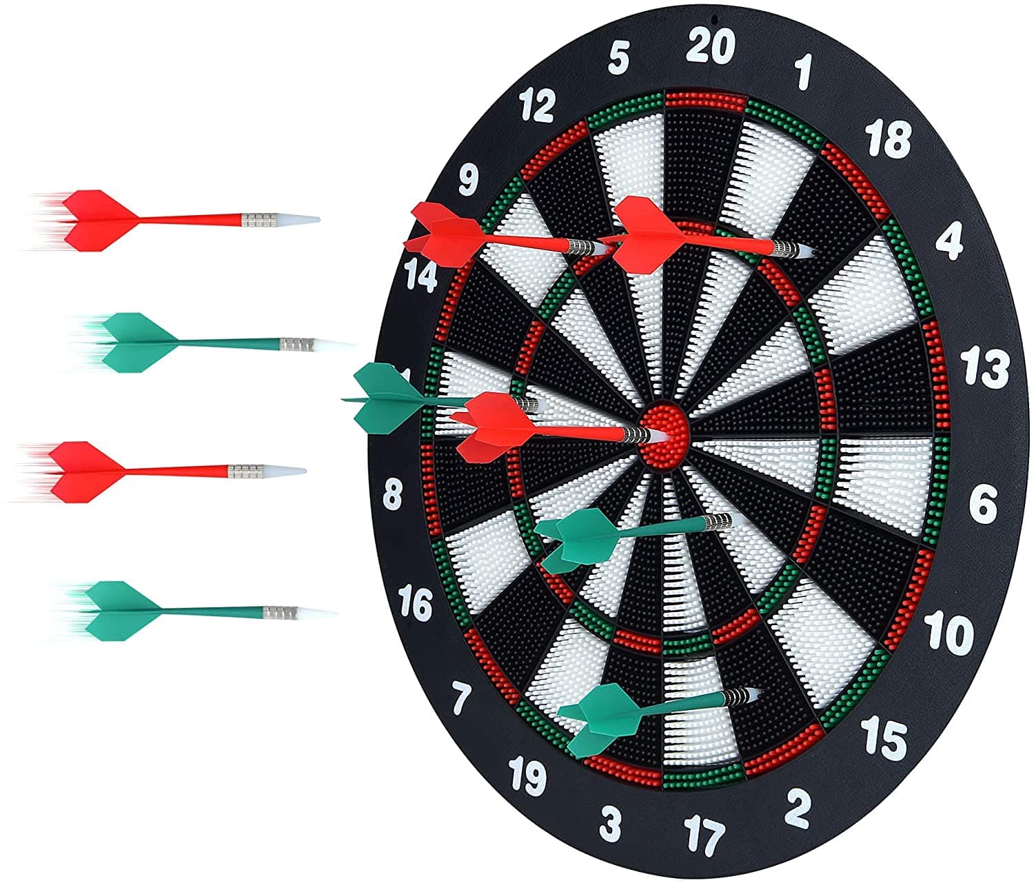 ULTIMAX Dart Board Set 46 cm Soft Dart Board Set Soft Head Adult Children's Fitness Dart Board Child Interactive Toy with 6 Rubber Safety Tip Darts Dartboard Toy Game Set