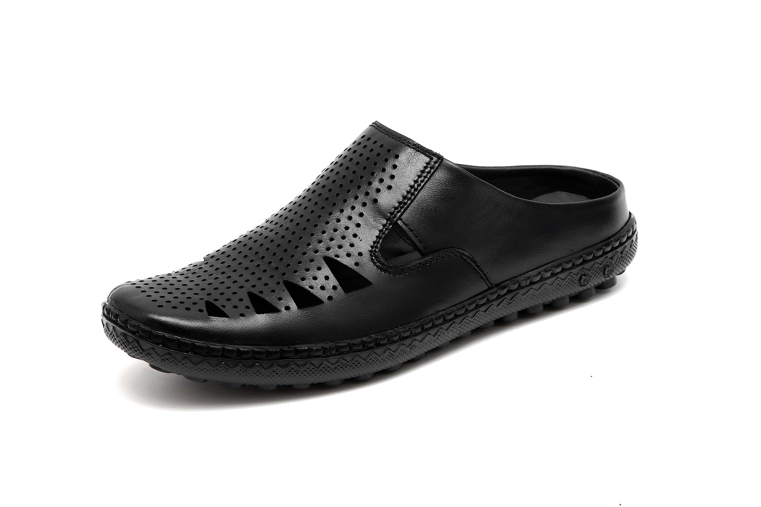 ARAMISHMen's Genuine Leather Back Open Half Sandals