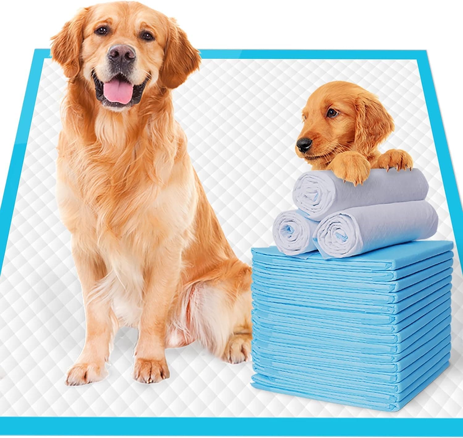 KOVEO Disposable Dog Pee Pads | Highly Absorbent Quick Dry Leak Proof Underpads for Potty Training Dogs, Cats & Pets | Medium Size 45 x 60 cm (18 x 24 Inches) – Pack of 50 Extra Durable Pads