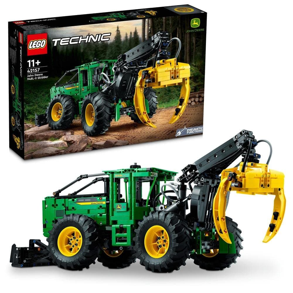 Technic John Deere 948L-II Skidder Set, Large 1,492-Piece Construction Vehicle Toy with Pneumatic Functions and 4 Wheel Drive, Model Building Kit for Engineering Enthusiasts, Gift Idea 42157