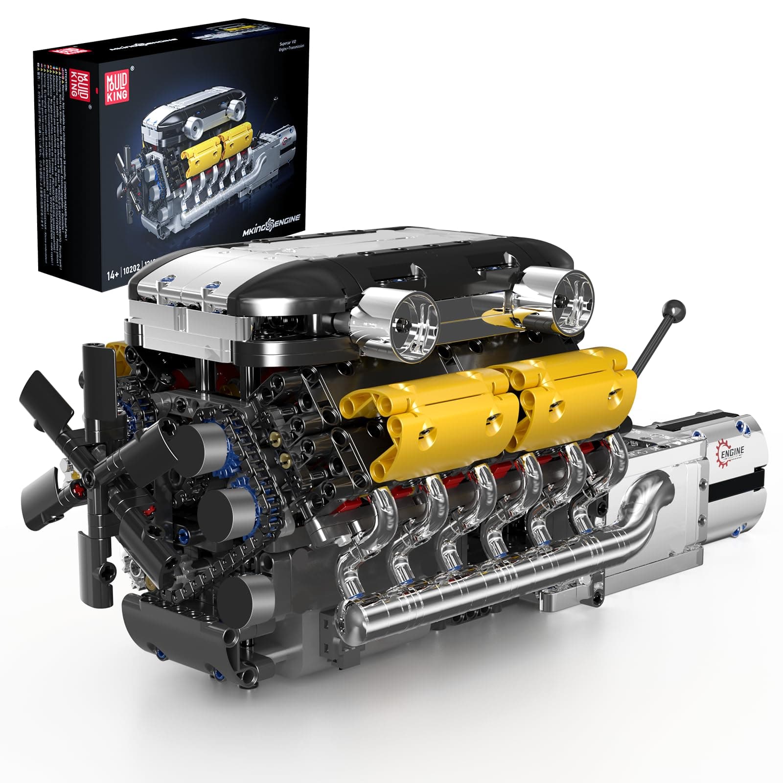 LB V12 Engine Kits That Runs, Build Your Own Combustion Engine, Model V8 Engine Kits for Display, Physical Science Experiment Toy for 14+ Teens and Adult 10202 (1260 Pcs)