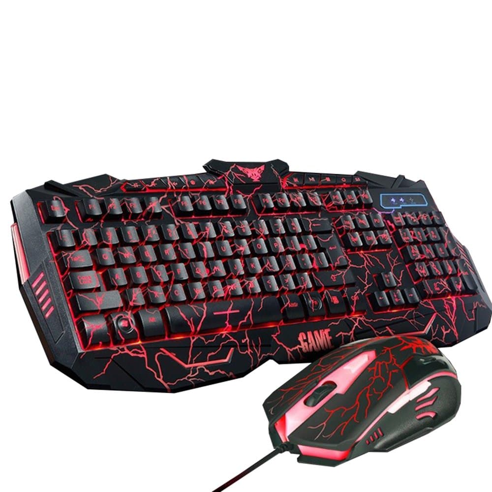 Gaming Keyboard and Mouse Set, Soogoo USB LED Wired Keyboard with 3 Backlight Modes USB Keyboards for Desktop Laptop PC