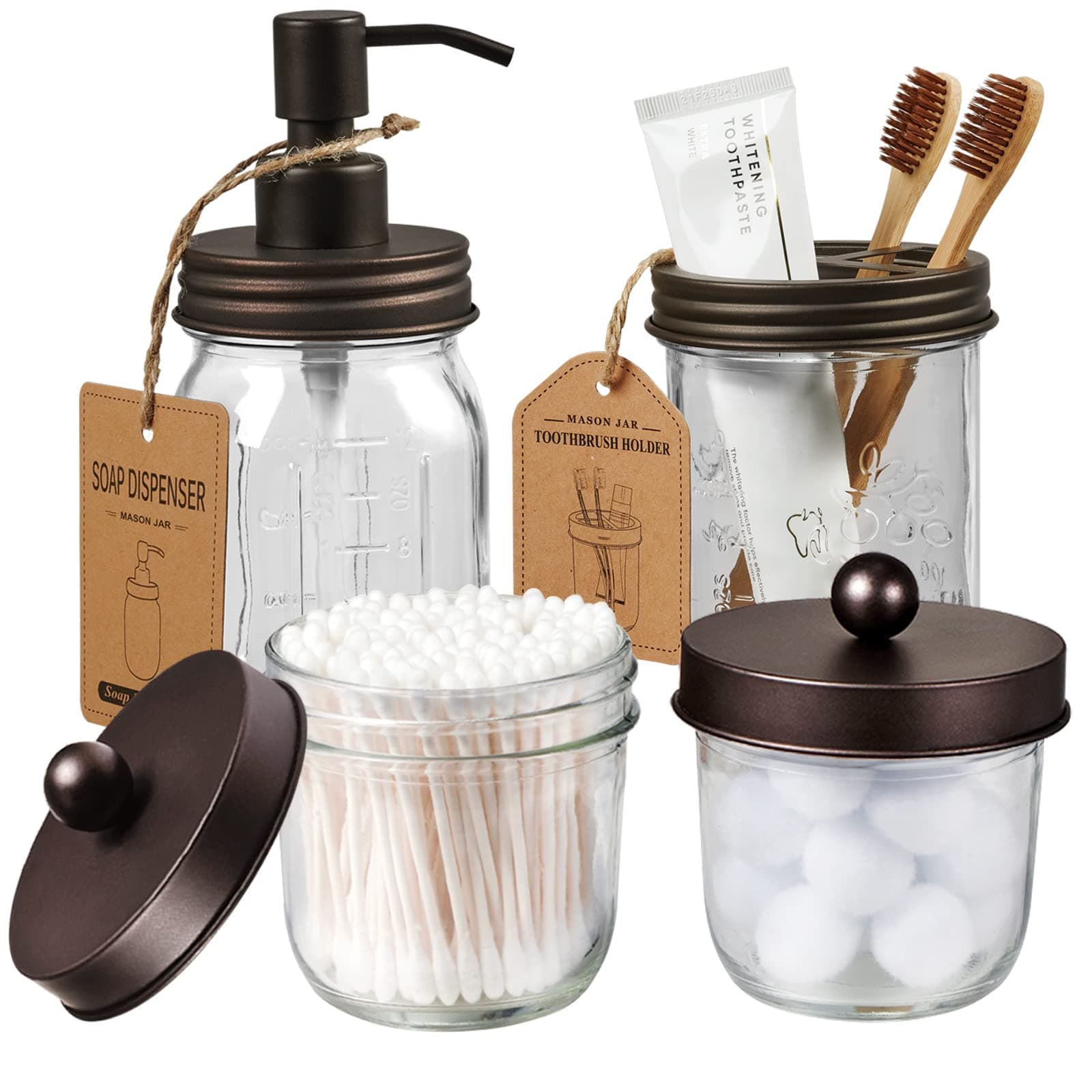 Mason Jar Bathroom Accessories Set