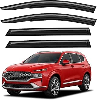 Window Visors Rain Guards for 2019 2020 2021 2022 2023 Hyundai Santa Fe, Out-Channel Window Vent Wind Deflectors Visors Shades for 19 20 21 22 23 Santa Fe