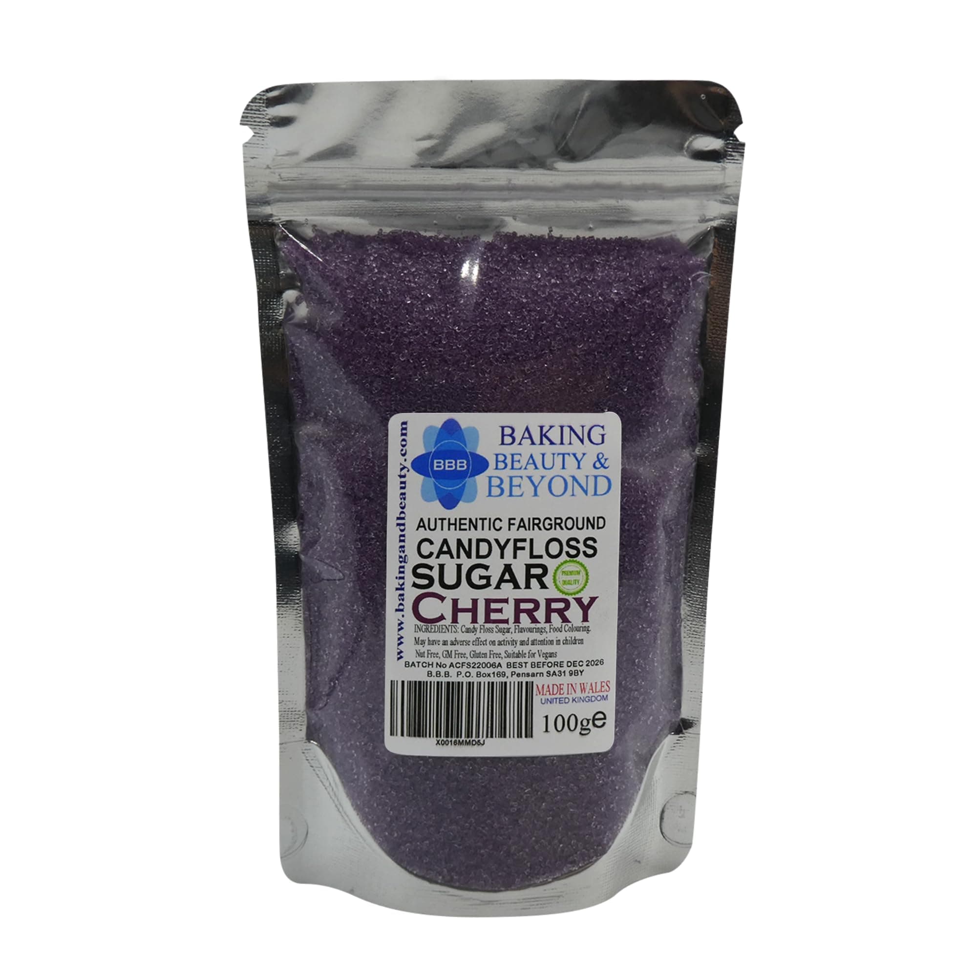 – Baking Beauty and Beyond Premium Candy Floss Sugar 100g - Cherry Flavour