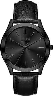 BUREI Herren Uhren Schwarze Minimalistische Quartz Armbanduhr fr Mnner 44mm groe Kleideruhr mit Edelstahlband