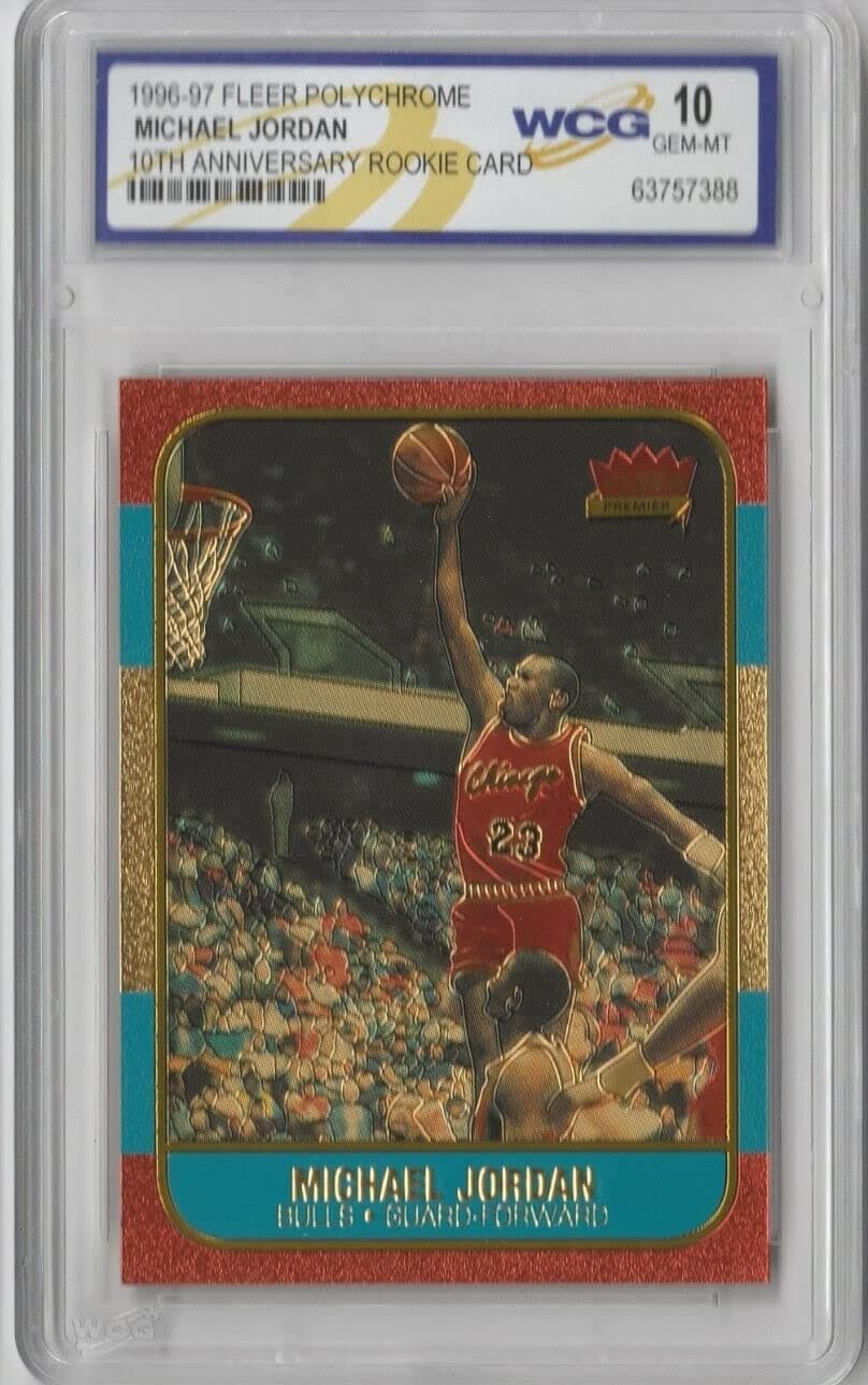Michael Jordan Fleer Polychrome 10TH Anniversary Brushed Gold WCG GEM-MT 10 Rookie Card!