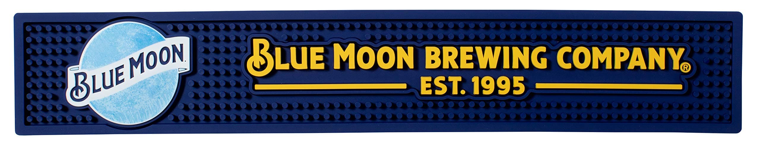 BLUE MOON Bar Mat - 20.75" x 3.5" - Heavy Duty Commercial Grade Non-Slip Rubber - Officially Licensed - Blue