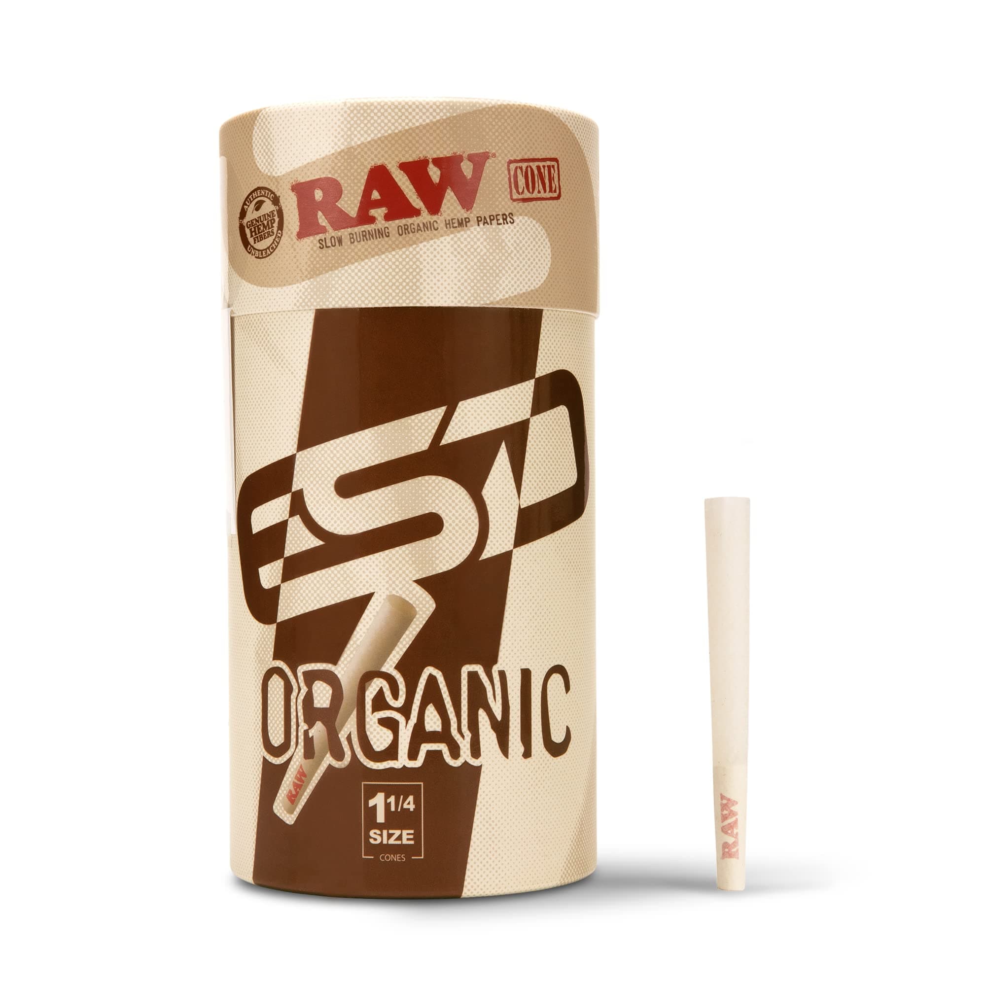 RAW Cones Organic 1 1/4 Size | 150 Pack | Pure Hemp Pre Rolled Papers with Tips Included