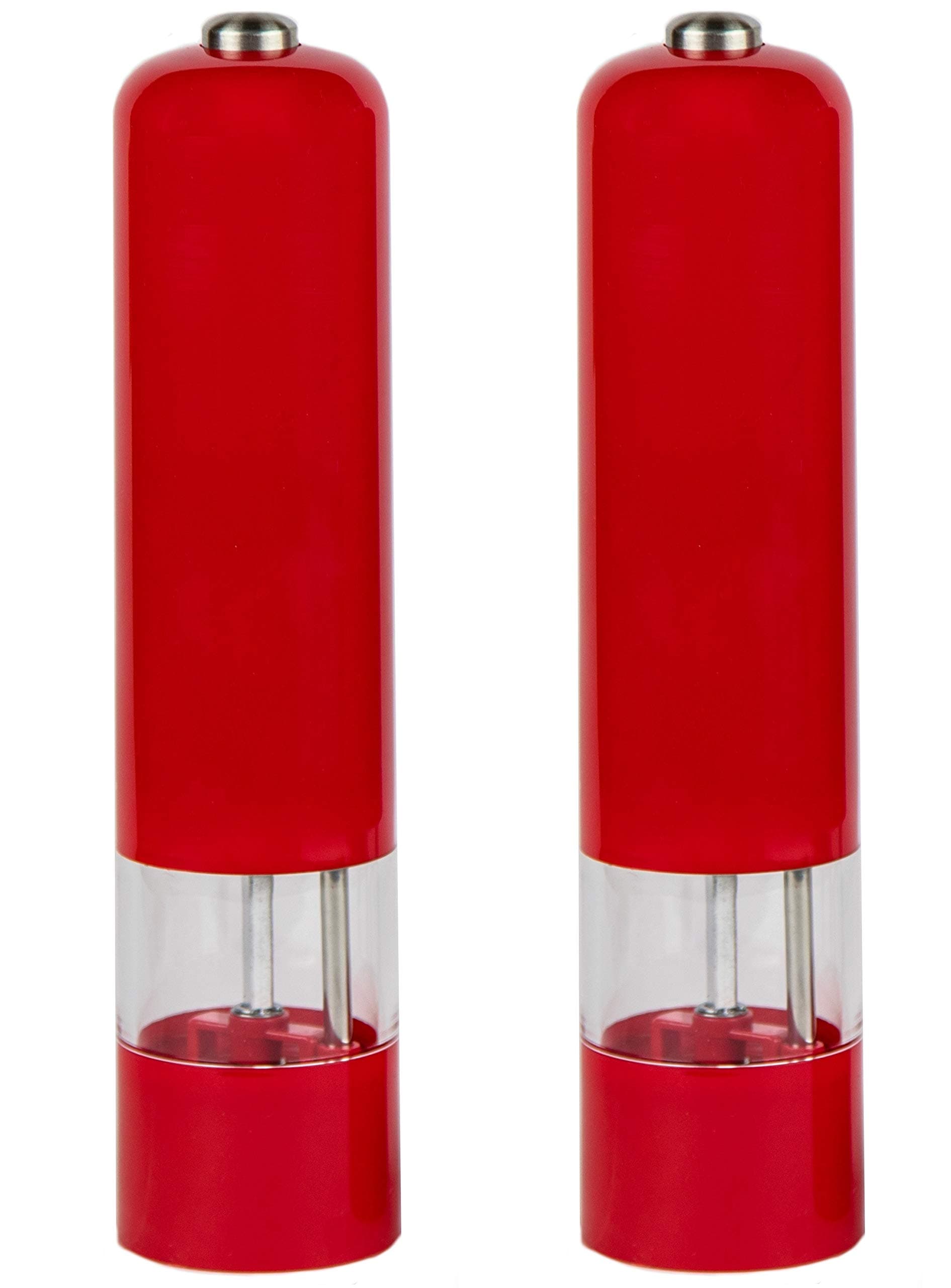 Electronic Salt & Pepper Mill 5x23cm Material Plastic Great for Rock Sal Pink Himalayan, Large Grinder Shaker Set with LED Light 2X (Red)