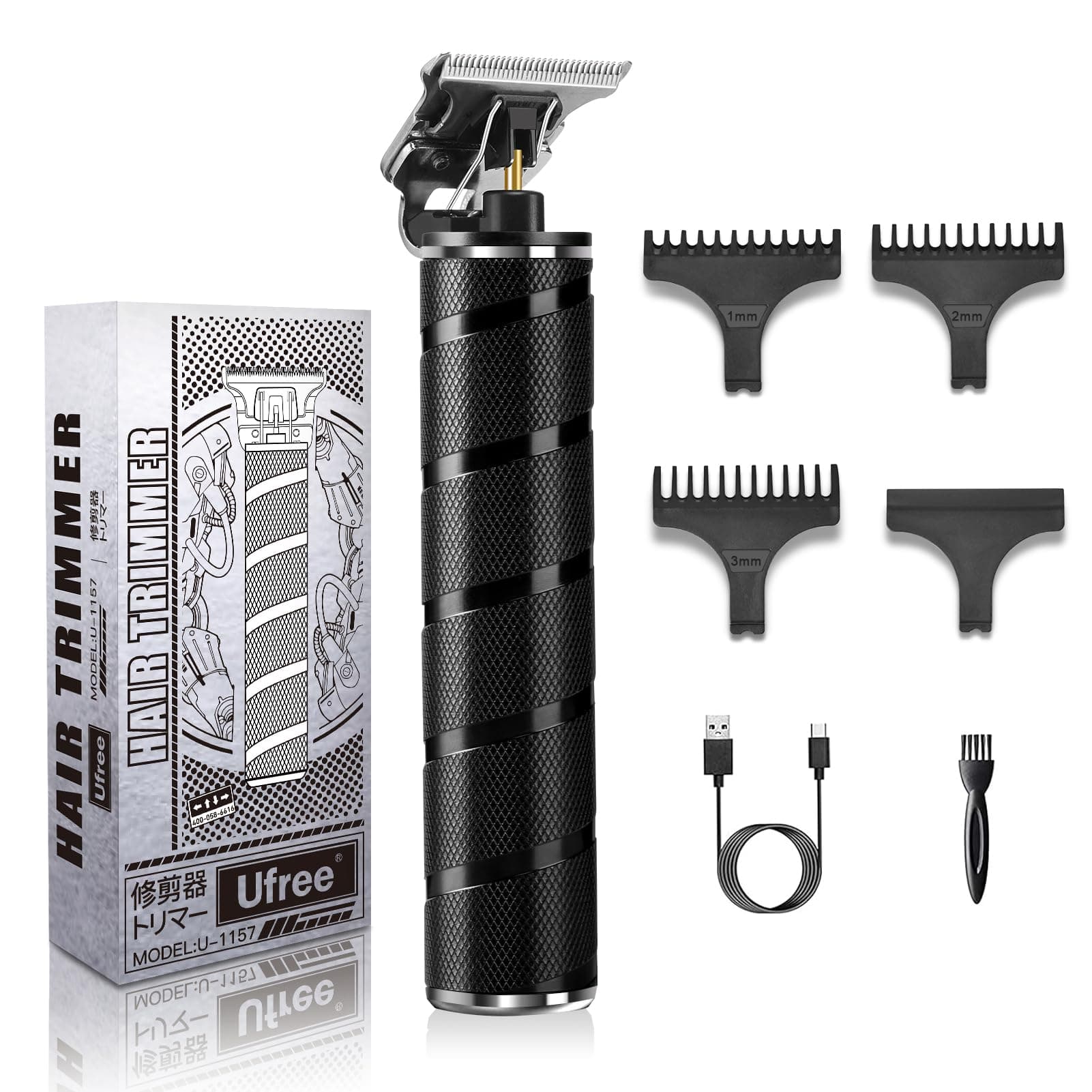 Mens Beard Trimmer, Zero Gapped T Blade Liners, Cordless Hair Clippers, Electric Razor Shavers for Men, Grooming Kit for Hair Cutting, Gifts for Men(Black)