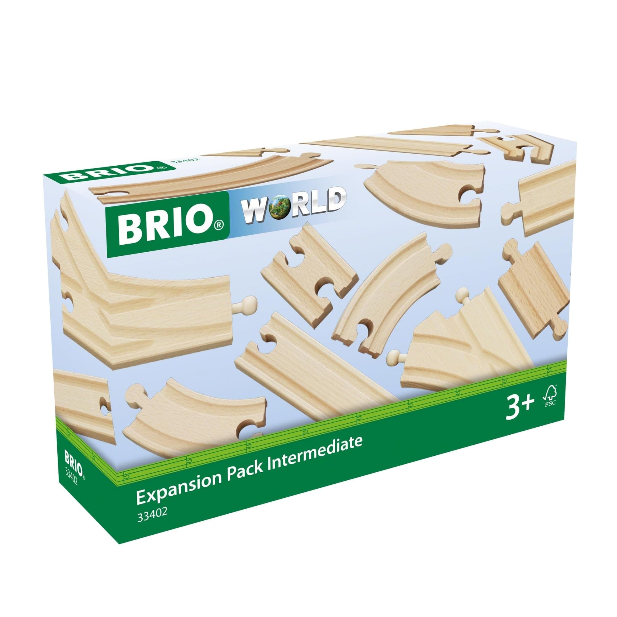 BRIO World Expansion Pack Intermediate - Works with All BRIO Train Sets - FSC-certified 16-Piece Wooden Train Tracks with Switches - Grow Existing Systems and Create Railway Empires - Kids Ages 3 & Up