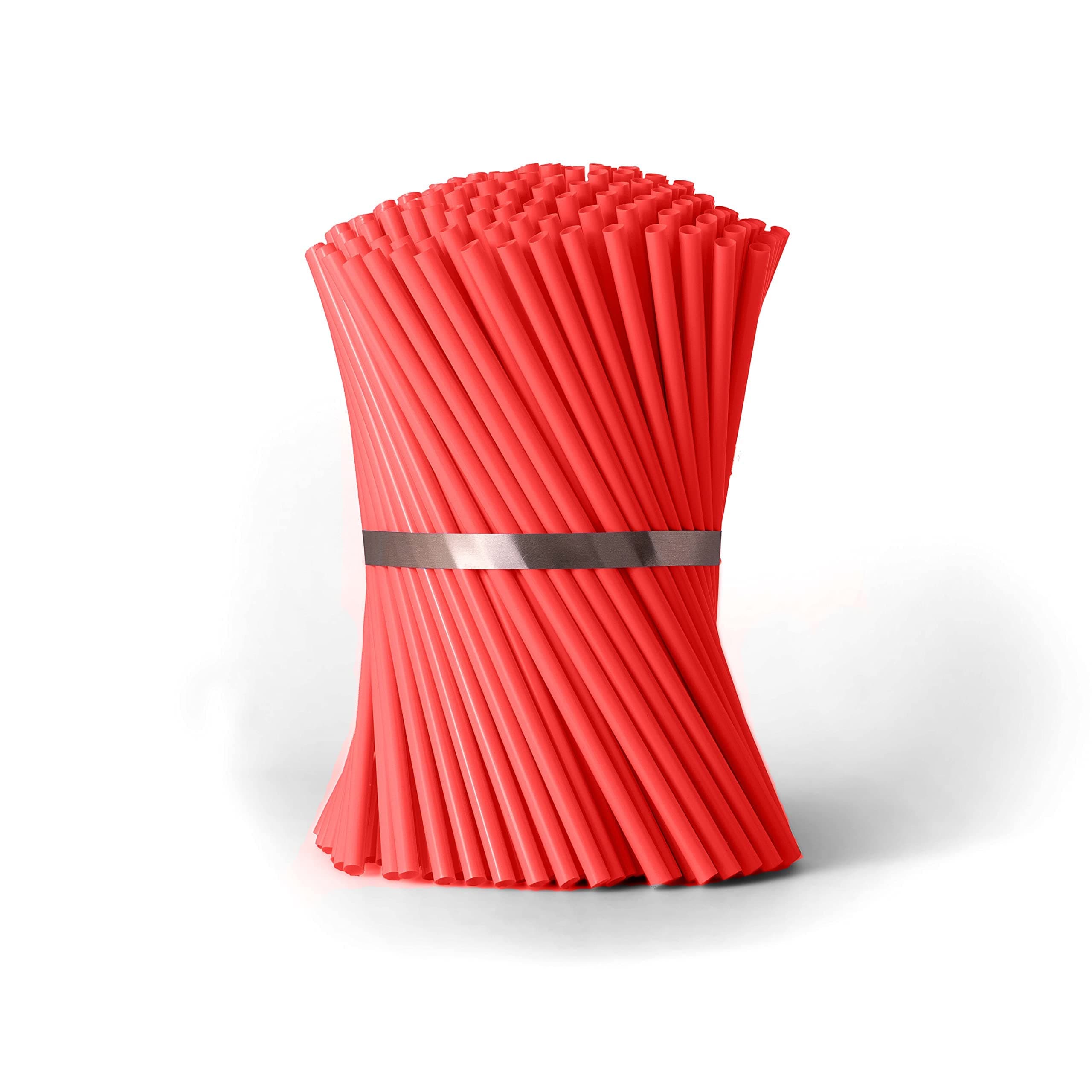 Disposable Drinking Straws - 7 3/4 Inches Long - Standard Size (Red, 250)