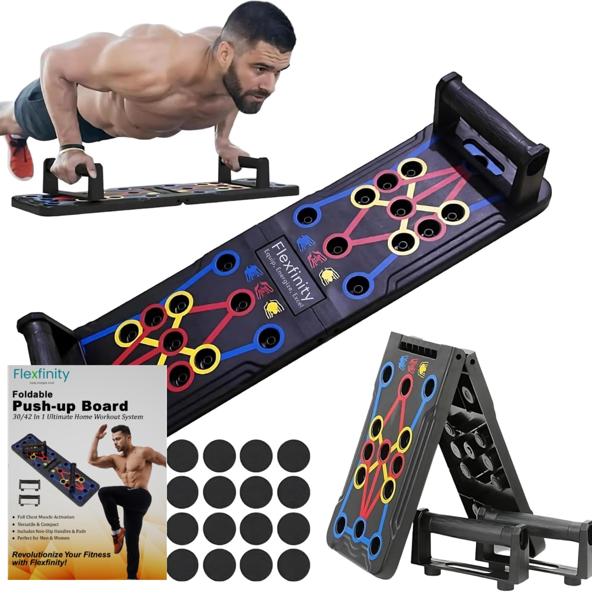 Push Up Board, Portable 25-In-1 Push up Board for Men, | Pilates Bar & Fitness Accessories with Resistance Bands & Ab Roller Wheel, Professional Strength Training Equipment For Man and Women