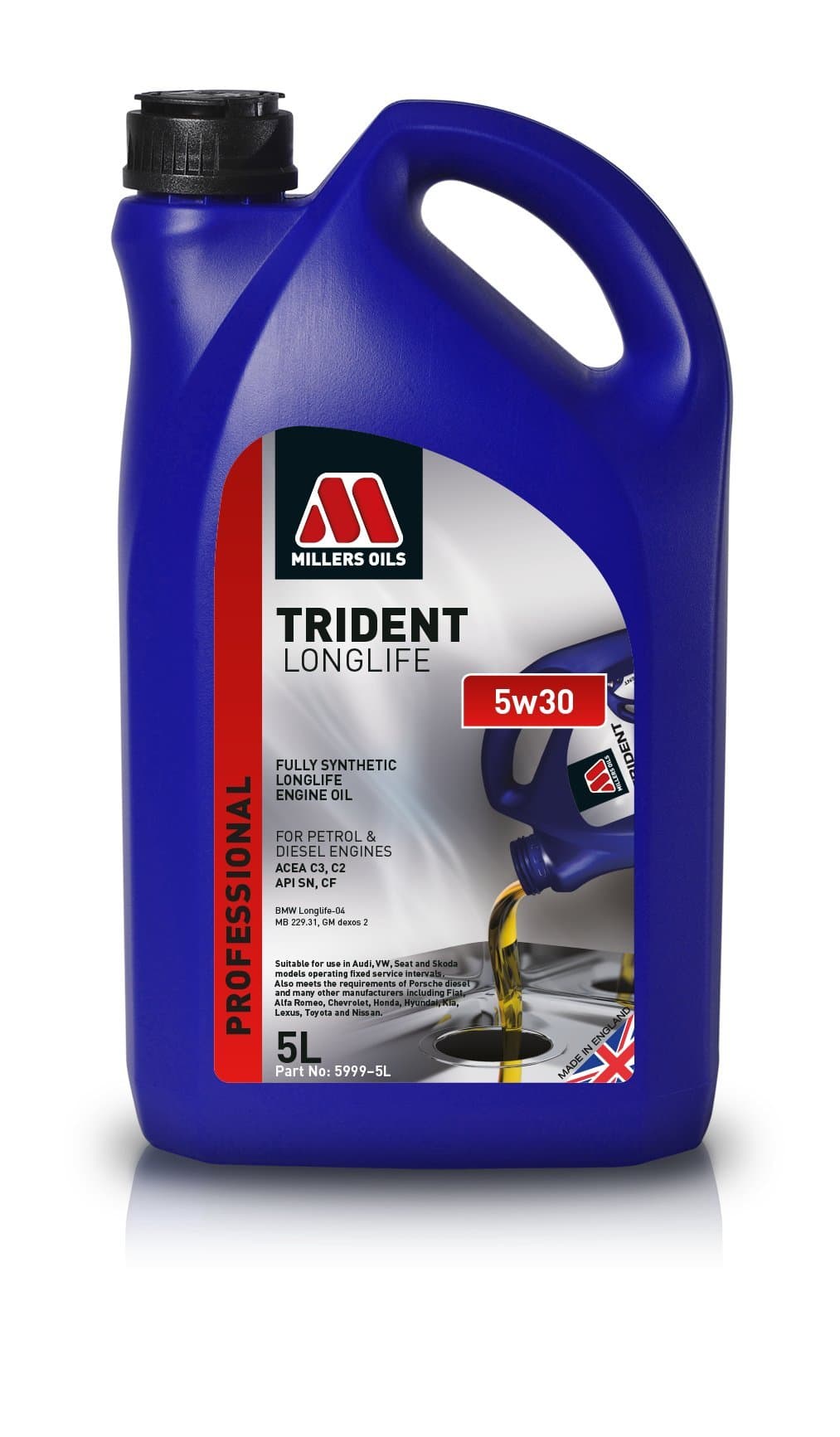Millers Oils Trident Longlife 5w30 Full Syn 5 L Container