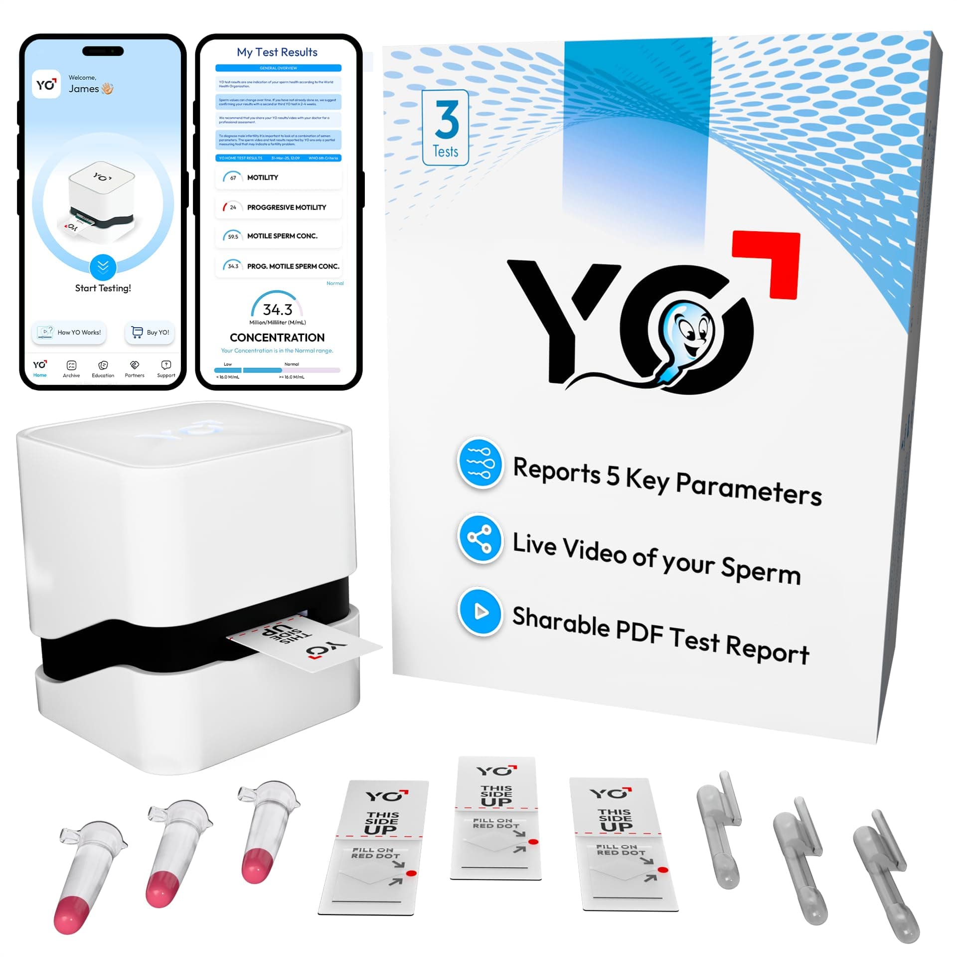 Home Sperm Test | #1 FDA Cleared Home Semen Analysis | Tests Sperm Concentration, Motility, Progressive Motility, and More with 97% Accuracy | No Mail-in or Lab Visit | Includes 3 Tests