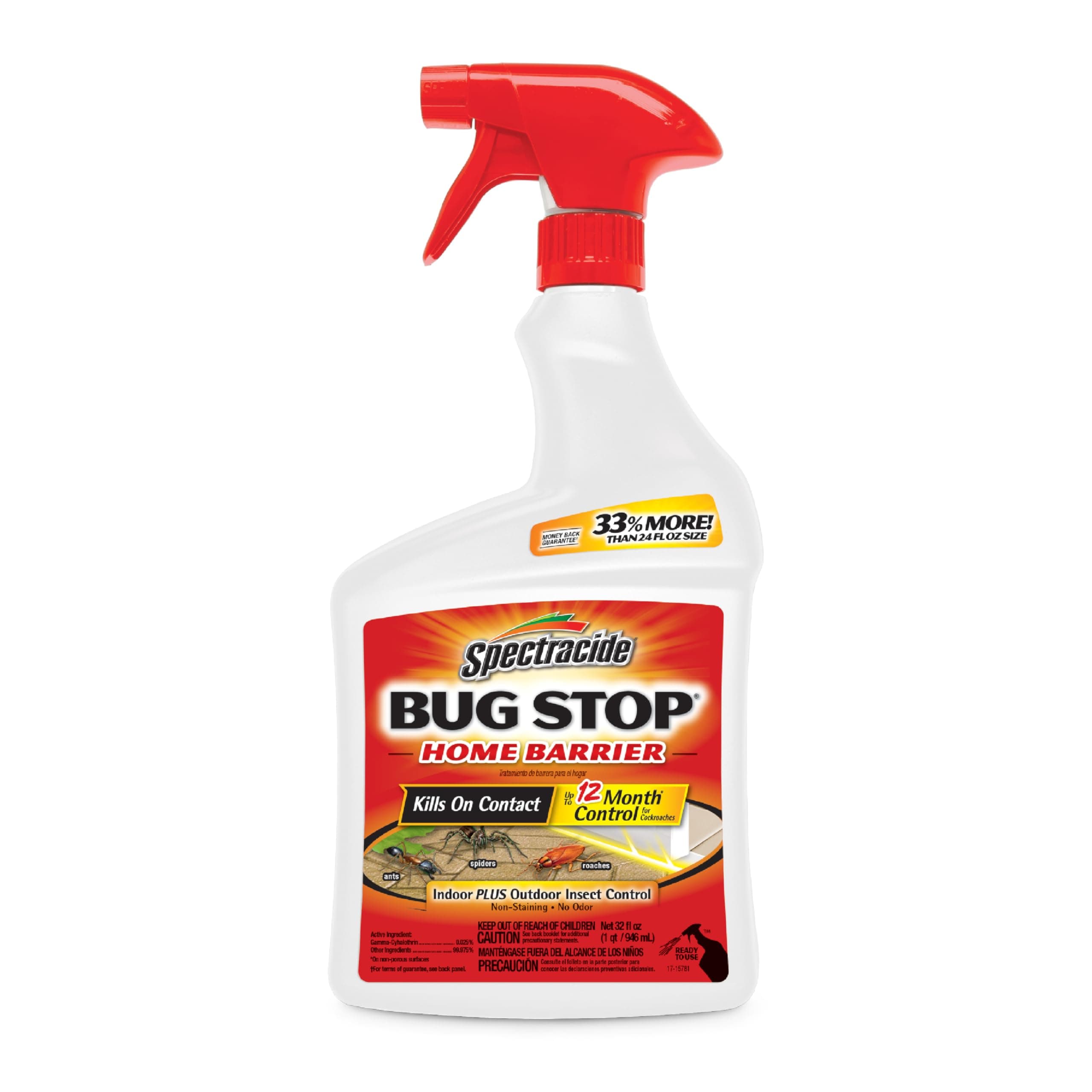 Spectracide Bug Stop Home Barrier 32 Ounces, Ready-To-Use Indoor Plus Outdoor Insect Control