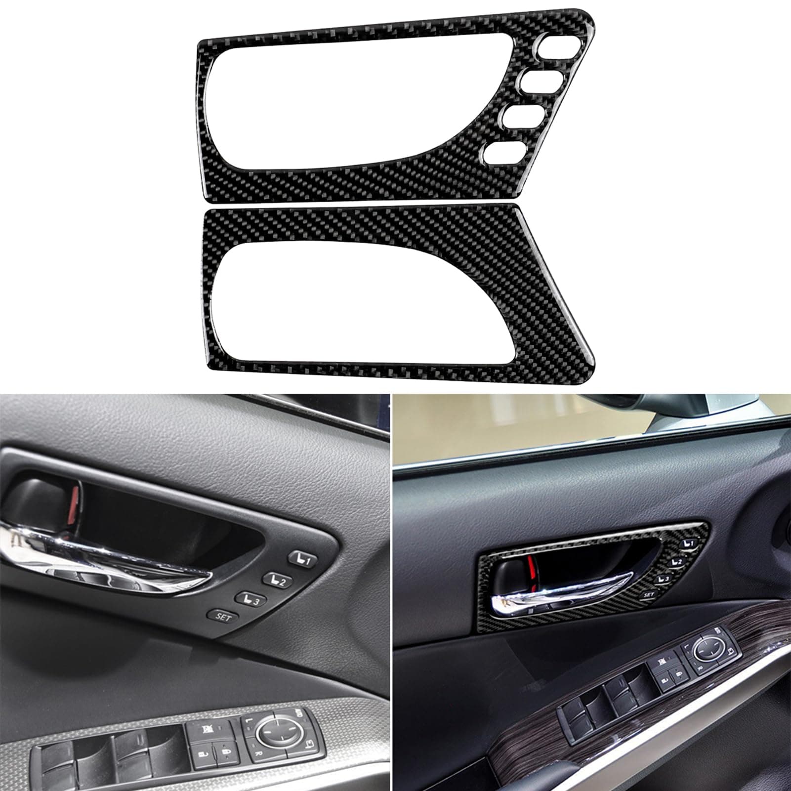 NVCNX Car Front Door Handle Panel Cover Decal Compatible with Lexus IS250 2014 2015 / IS200t 2016 2017 / IS300 2016-2020 / IS350 2014-2020 Carbon Fiber Interior Trim Accessories Black - B