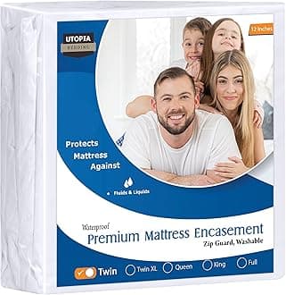 Premium Waterproof Bed Bug Mattress Cover, Twin Zippered Mattress Protector, 12 Inches Deep, Dust Mite Proof 6-Sided Mattress Encasement for Bed