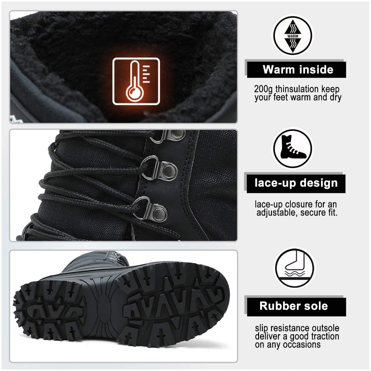 ALEADER Men's Waterproof Winter Snow Boots Thinsulate