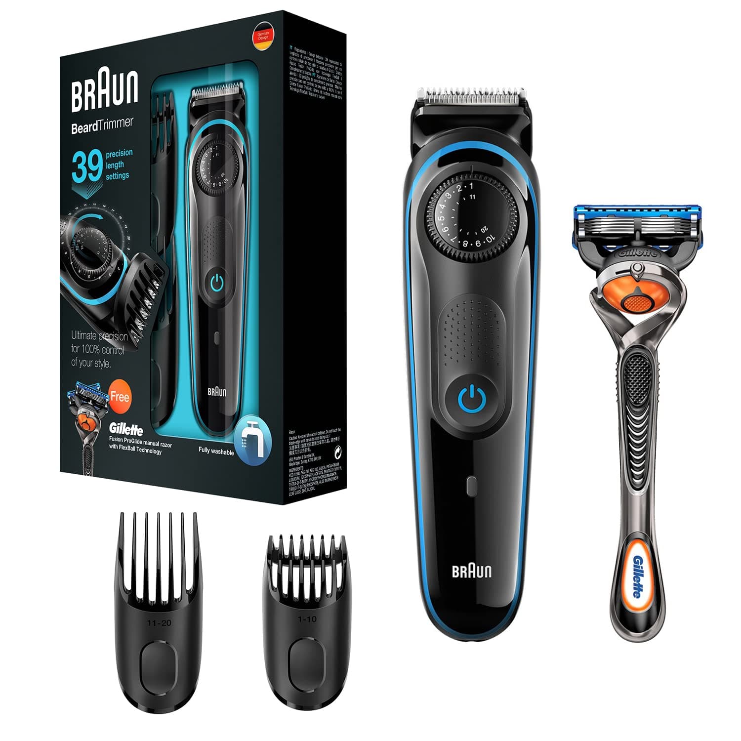 Braun Braun Bt3040 Beard Trimmer For Men With 2 Combs And Free Gillette Fusion Proglide Razor