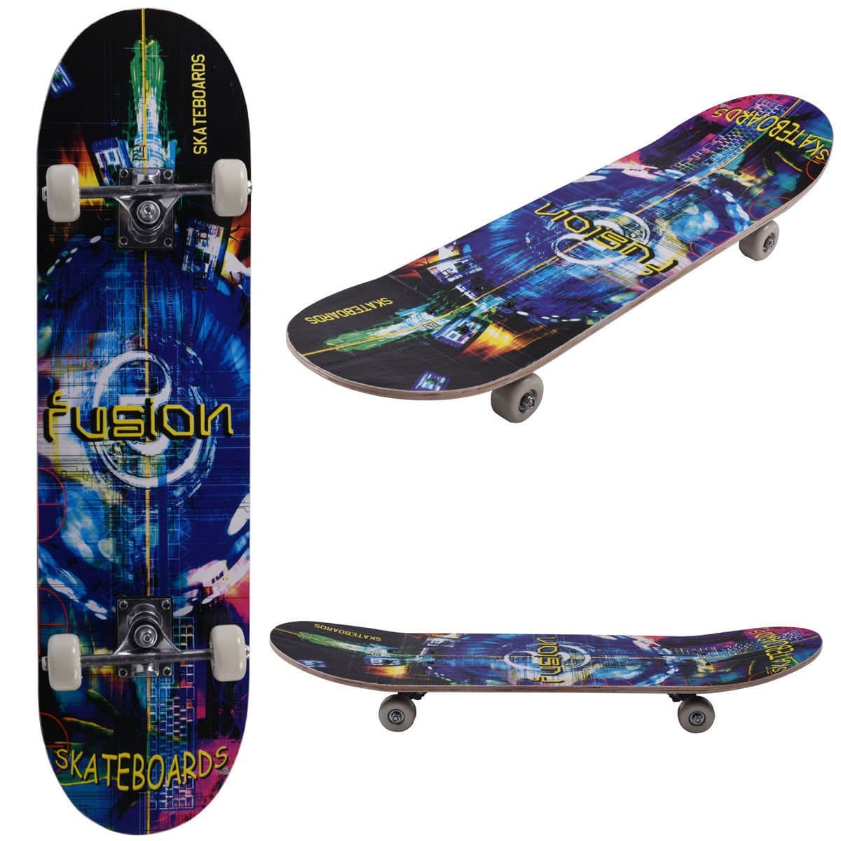 31" Pro Skateboard Complete Maple Wood Double Kick Concave Skate Board By Scream