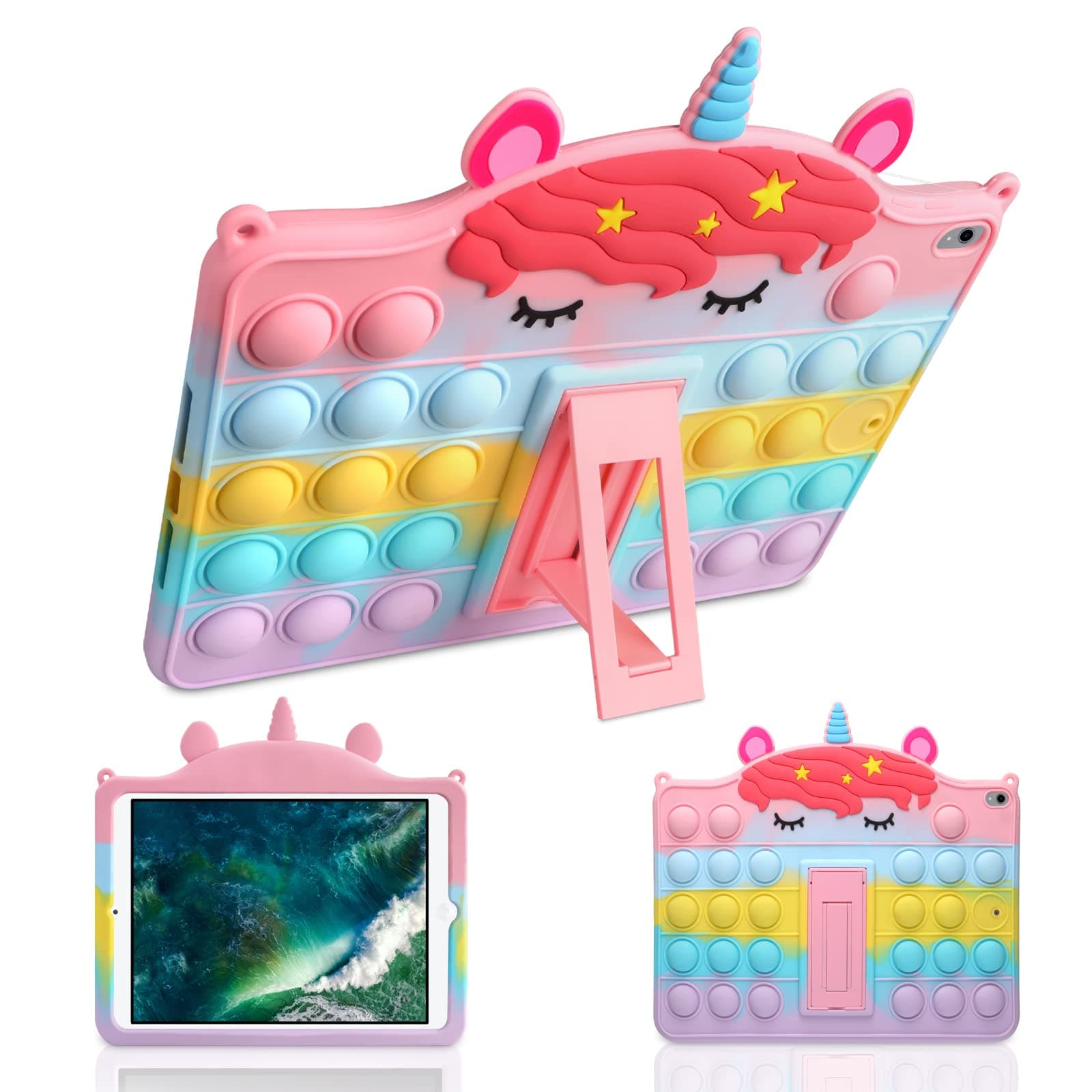 WESADN for iPad Pro 10.5 Case iPad Air 3rd Generation Case with Kickstand for Girls Women Silicone Fidget Bubble iPad 10.5 Case Pop Holder Cover for iPad Pro 10.5 inch 2017/ iPad Air 3 2019