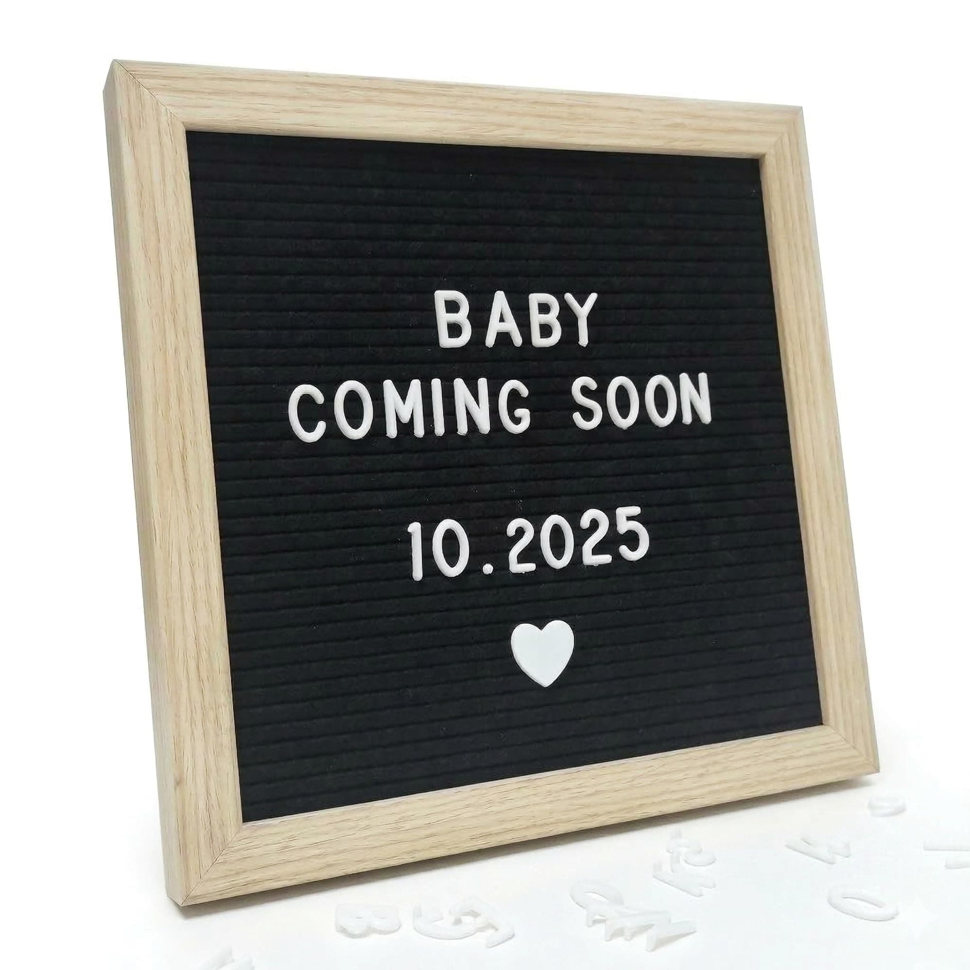 C CRYSTAL LEMON Changeable Letter Board by Felt Letter Board, 10x10 inches, Changeable Wooden Message Board Sign, Wood Frame, Wall Mount, with Display Stand (Black)