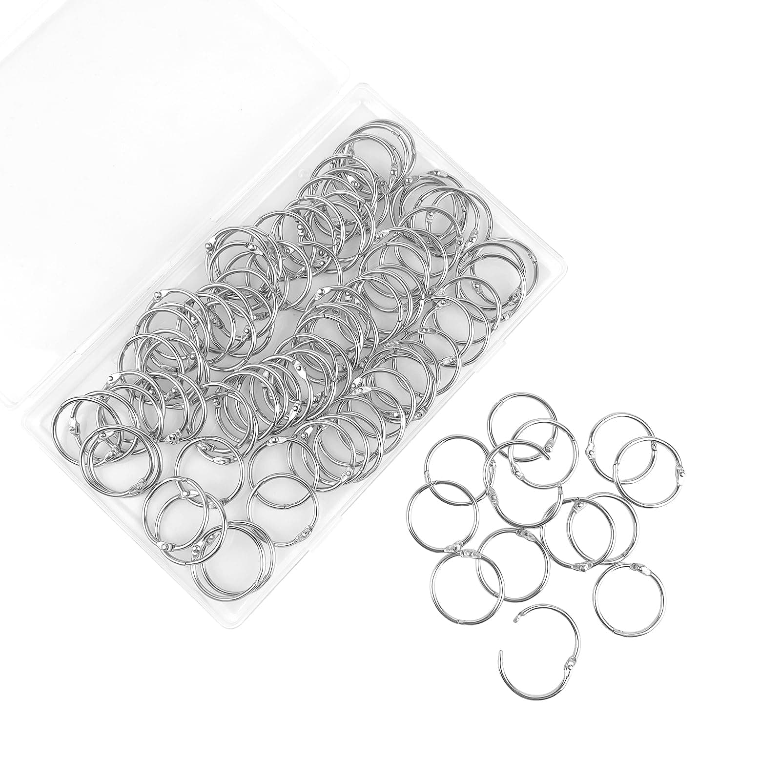 Loose Leaf Binder Office Book Rings 1-Inch（100 Pack）, with Metal Nickel Plated for Key,for Index Cards and School，Sliver