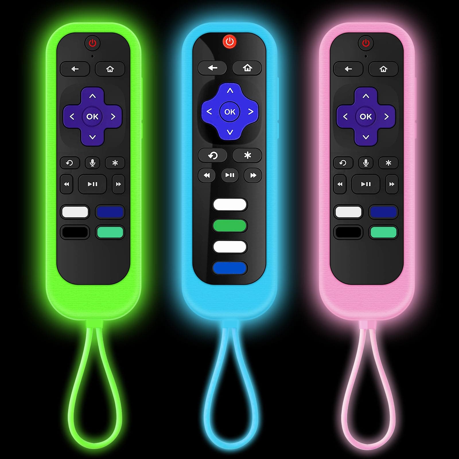 [3Pack] Climberer Remote Case Cover Compatible with TCL/Hisense roku TV |Sharp Roku TV | Roku Express 4K+，Glow in The Dark Makes it Easy to find