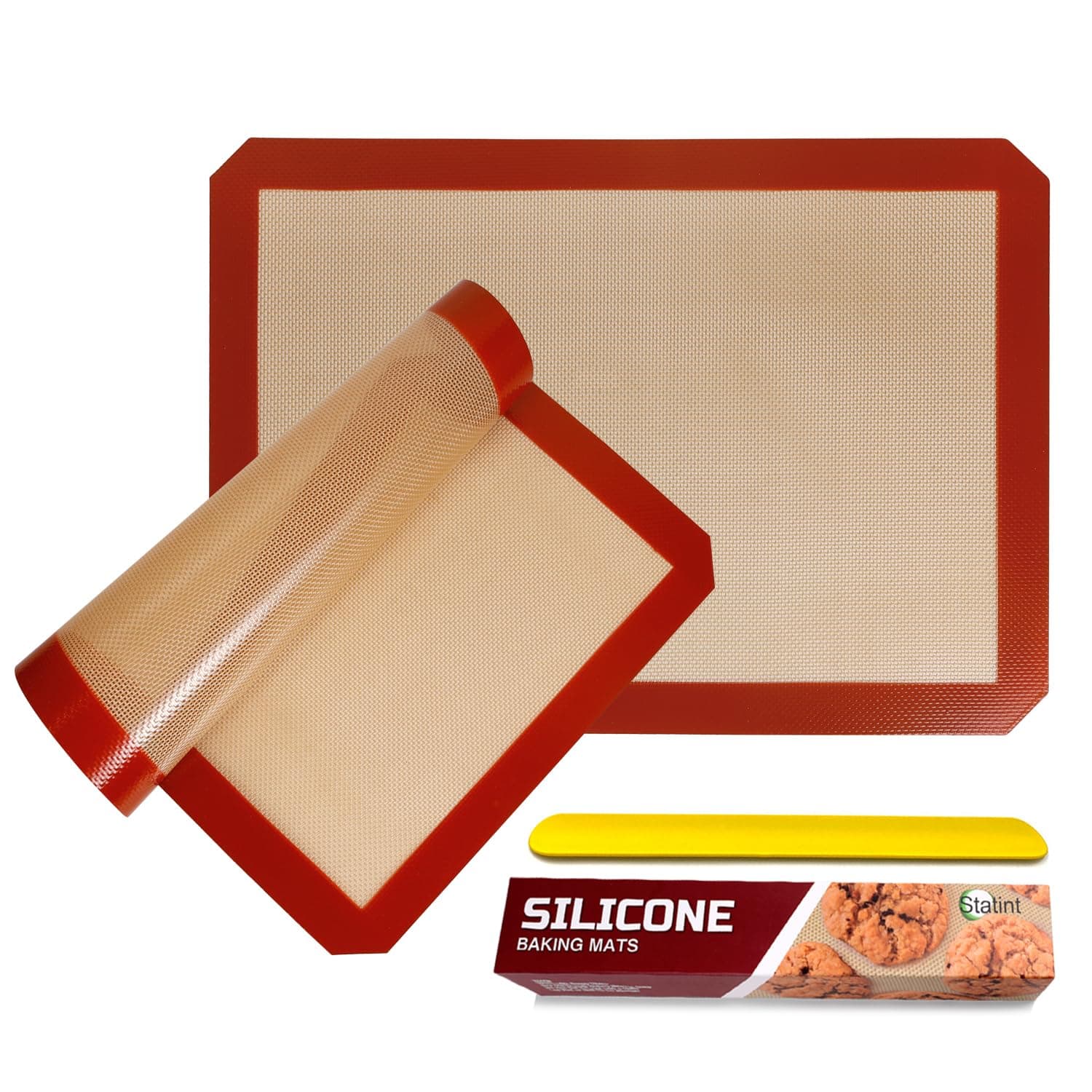 STATINT Non-Stick Silicone Baking Mat, Premium Food Safe - Pack of 2, for Cookie Oven Reusable Mat, 16.5" x 11.6"