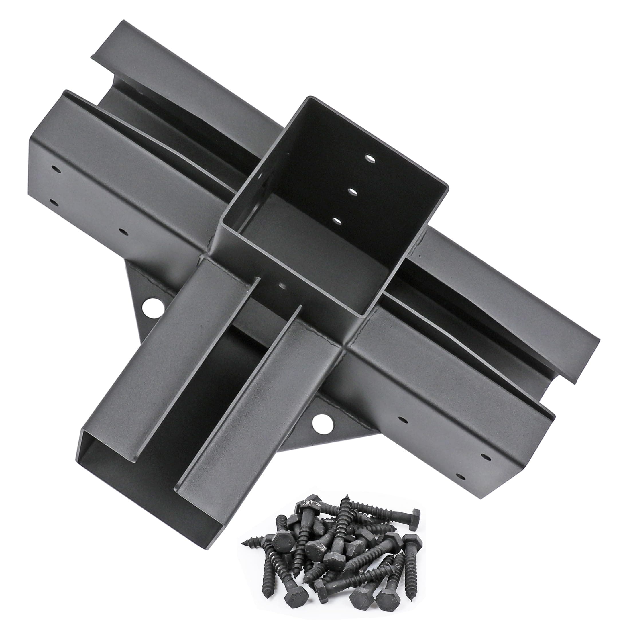 2 Pack Stainless Steel 4-Way Right Angle Corner Bracket with Screws for 4×4(Actual Size: 3.5×3.5inch) Wood Beams, Pergola/Gazebo Kit