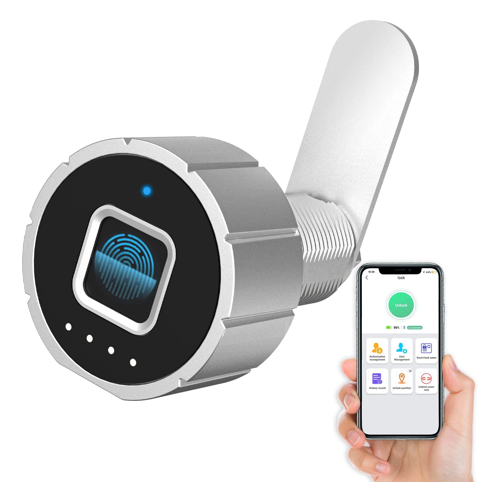 Pothunder Fingerprint Lock, Biometric Cabinet Lock Set - 0.75" (20mm), Bluetooth Access, Digital Keyless for Metal Storage