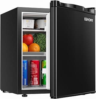 1.7 Cu.Ft Mini Fridge, Reversible Single Door Compact Refrigerator, Adjustable Thermostat, Energy Saving, Mini Fridge for Bedroom, Office, Dorm, Black