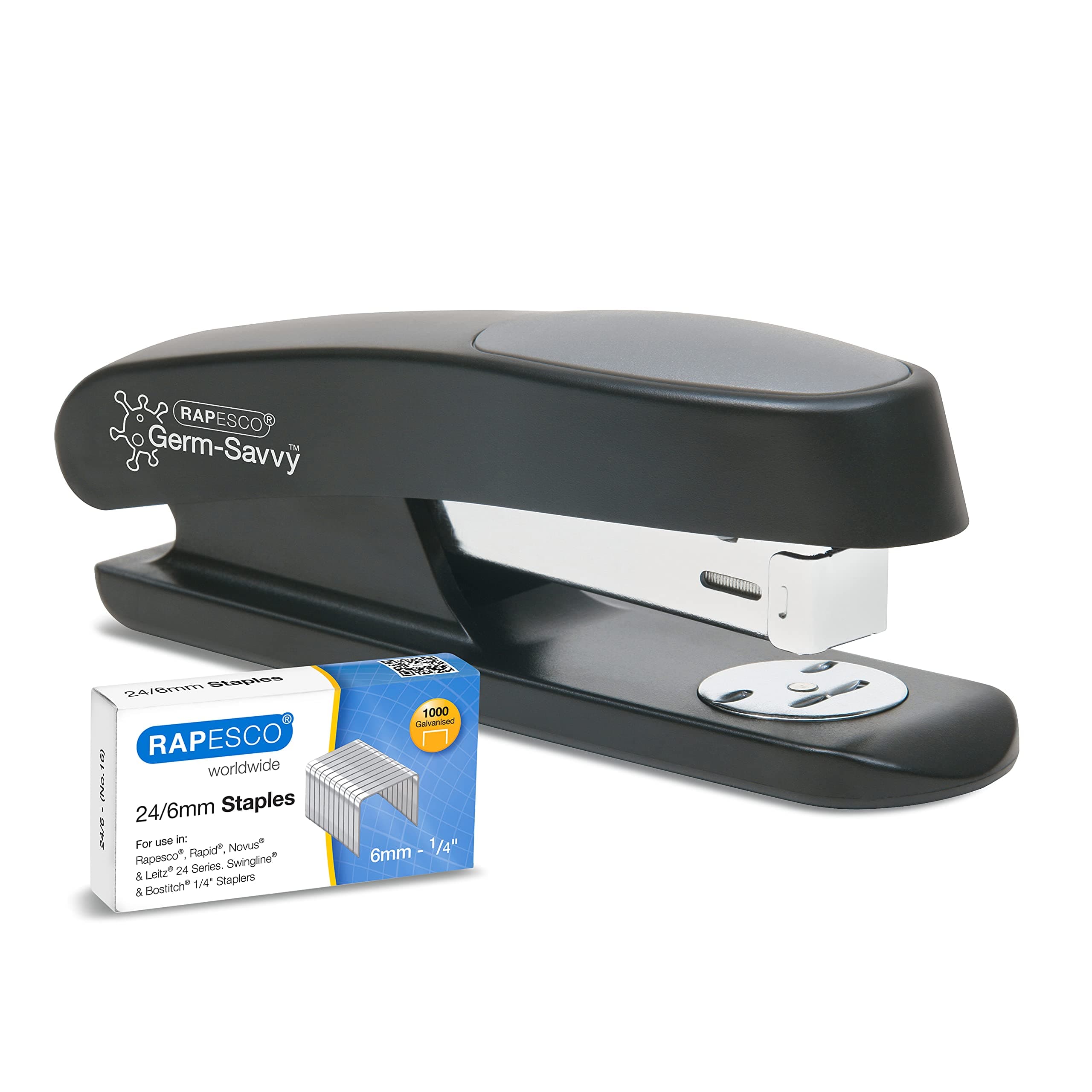 Rapesco 1482 Eco Sting Ray Half Strip Stapler - Black