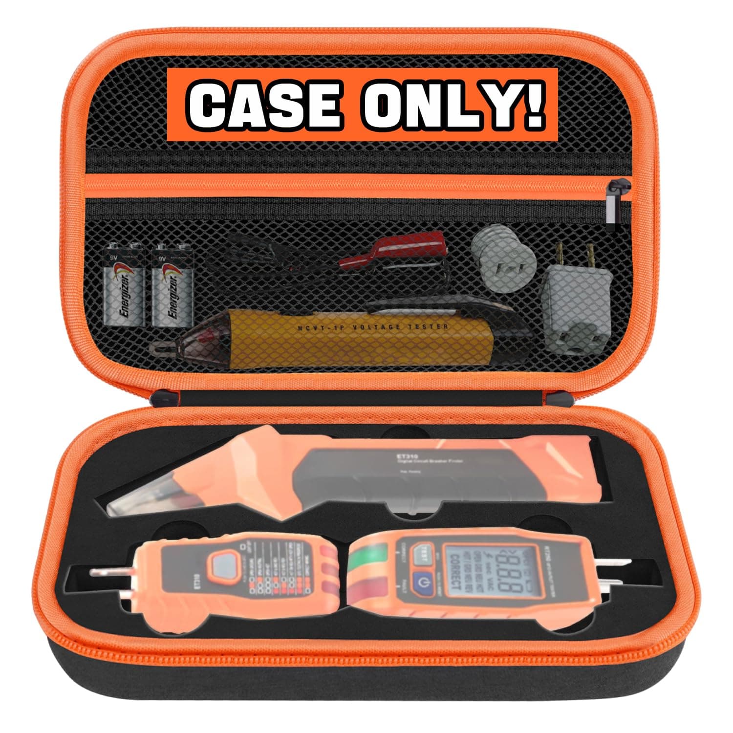Hard Case for Klein Tools ET310 AC Circuit Breaker Finder Electric Tester & 80016 Tool Kit & RT250 GFCI Outlet Tester and Accessories Electrical Tools Storage Organizer Bag, Black (Case Only)